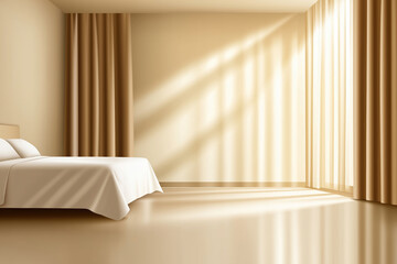 Poster - Bright and airy bedroom with natural light streaming through tall windows