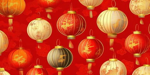 Canvas Print - colorful chinese lantern festival background with vibrant patterns and traditional designs for celeb