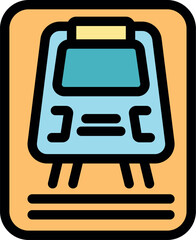 Poster - modern electric train arriving at station platform, public transport icon, travel and commuting conc