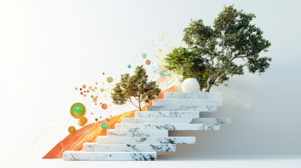 Fototapete - Exponential growth of compound interest represented through dynamic gigapixel art in a modern abstract environment