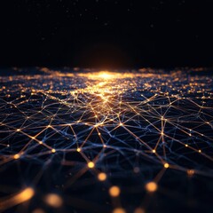 Poster - Interconnected network demonstrating corporate teamwork digital environment gigapixel perspective conceptual visualization