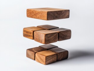Poster - Abstract wooden blocks stacking minimalist studio high-resolution image symbolic representation creative concept