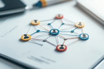 Poster - Customer-centric design focused on user needs and feedback in a minimalist approach interactive infographic office environment top-down view