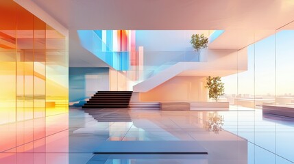 Poster - Modern office environment design urban city digital art futuristic space aerial view abstract representation for creative professionals