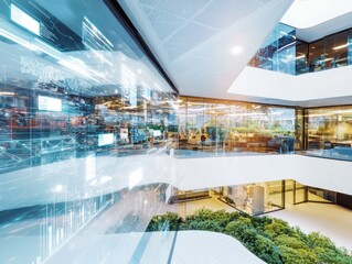 Poster - Technology-driven office enhancing productivity through seamless integration modern workspace digital innovation indoor plants
