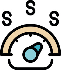 Poster - Indicator showing maximum speed with dollar currency symbols, representing reaching financial goals and business success