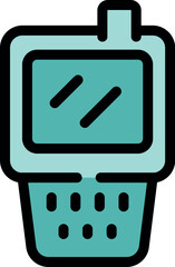 Poster - Classic handheld gaming console with blank screen, buttons, and antenna, evoking nostalgia for vintage gaming