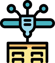 Poster - Satellite broadcasting data to a ground station, symbolizing space exploration, communication, and data transfer