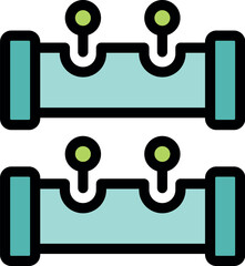 Poster - Illustration of a double pipeline system with sensors measuring flow and pressure, ideal for industrial and engineering concepts
