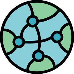 Poster - Planet earth with connecting lines representing global network and digital communication