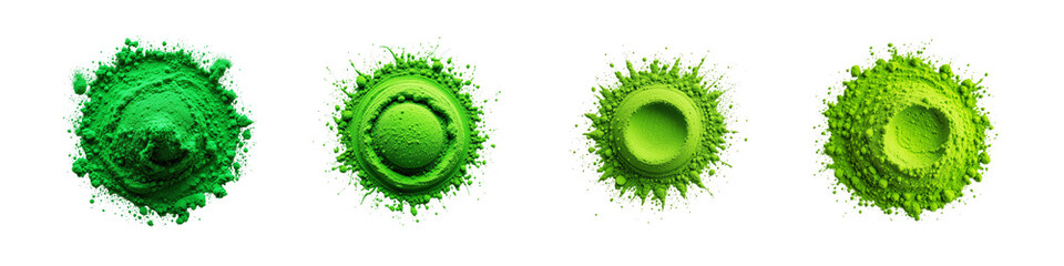 Set of Green color Holi Powder, Happy Holi special, isolated over on transparent white background