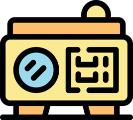 Poster - Retro radio receiver with extended antenna, playing music and evoking a sense of nostalgia