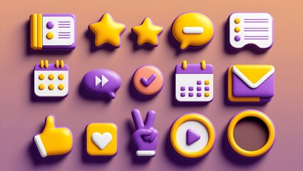 Colorful 3D Illustration of Social Media and Communication Icons