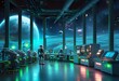 © Taras Staretskyy - Astro-explorers interact in a high-tech control room filled with advanced equipment, looking out at a spectacular cosmic view featuring planets and stars.