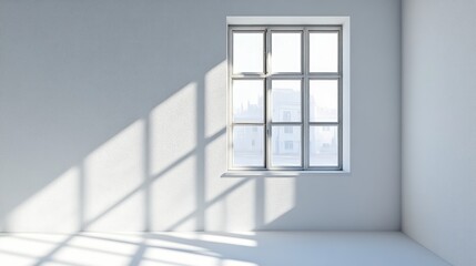 Wall Mural - Window shadow drop on white wall background