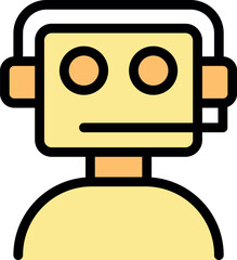Poster - Friendly online support chatbot operator robot wearing headset, answering customer questions and providing assistance