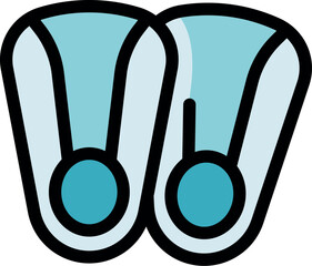 Poster - Cartoon style diving fins promoting underwater exploration and swimming adventures
