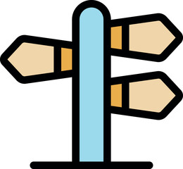 Poster - Wooden crossroads signpost pointing in two different directions, symbolizing choices, decisions, and navigation