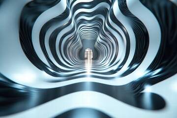 Poster - symmetrical wave pattern creates a mesmerizing tunnel effect illuminated by soft light
