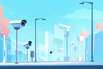 Poster - Graphic layout for advertising surveillance technology in an urban environment