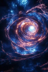 Wall Mural - swirling cosmic vortex with glowing blue and orange colors in deep space, cosmos
