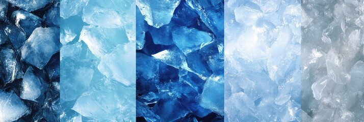 Poster - Explore diverse ice textures with shades of blue and translucent clarity