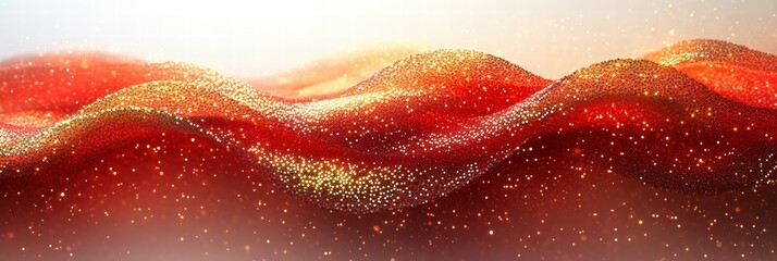 Poster - Red and gold sequins create a shimmering wave pattern reflecting light beautifully