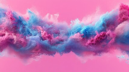 Poster - Swirling vibrant colors blend together, forming a striking cloud formation against a pink background