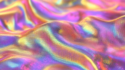 Poster - Shimmering fabric showcases waves of vibrant colors and textures, creating a captivating effect