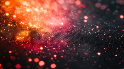 Fototapete - Vibrant glowing particles in red and orange create an abstract design in a dark background