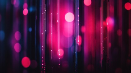 Poster - Colorful lights brighten a dark background with vertical lines and glowing dots, creating liveliness