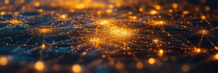 Fototapete - Glowing points and lines illustrate a digital network representing technology and connectivity
