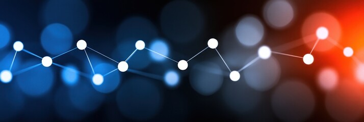 Fototapete - Colorful network of connected nodes illuminates a dark background, symbolizing digital connections
