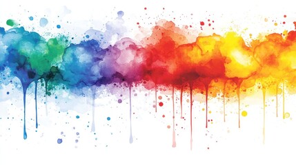 Poster - Bright streaks of watercolor in multiple colors blend together in an artistic abstract display