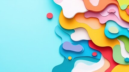 Poster - Brightly colored paper cutouts intertwine in an abstract pattern on a blue background