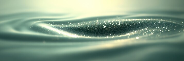 Poster - Calm water surface with shimmering particles reflecting sunlight, creating a serene atmosphere