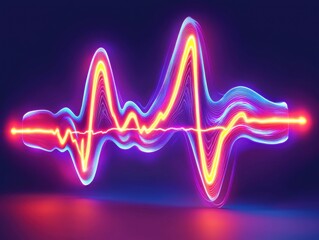 Poster - Futuristic ecg waveforms merging into vibrant shapes digital design abstract art colorful background modern aesthetic