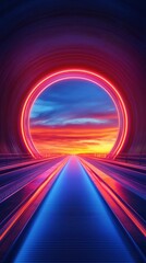 Poster - Futuristic health data visualization abstract tunnel digital art clean environment dynamic viewpoint