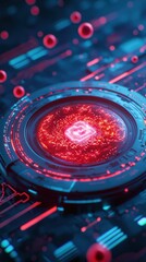 Poster - Futuristic medical hub surrounded by data particles digital environment abstract -tech viewpoint