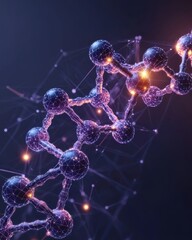 Poster - Molecular structure visualization digital space abstract geometric designs vibrant environment close-up view science concept