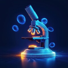 Poster - Innovative medical research action abstract laboratory holographic microscope dark environment futuristic viewpoint