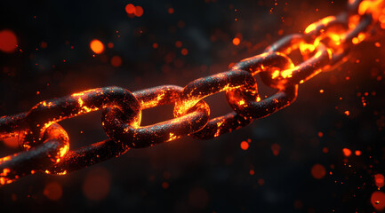 Aufkleber - Chain illuminated by glowing particles showcases vibrant details and textures in a dramatic dark setting