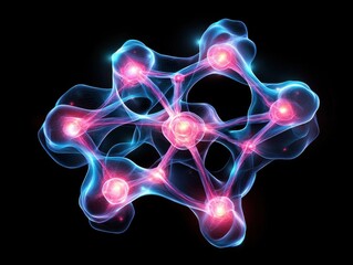 Poster - Surreal action of abstract medical hologram interconnected particles futuristic environment digital art concept