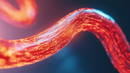 Poster - Advanced technology event abstract glowing bloodstream flowing through digital networks virtual environment symbolic concept