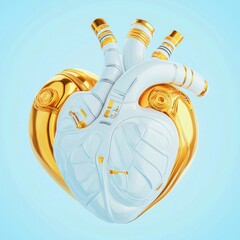 Poster - Futuristic robotic heart glowing with surreal elements abstract art digital environment conceptual imagery