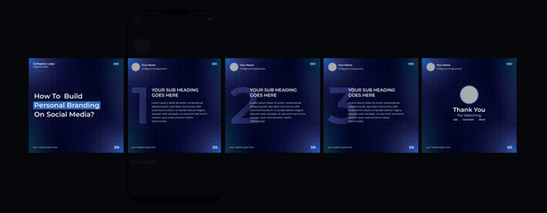 Wall Mural - business carousel post template for advertising, set of carousel post for instagram and linkedin, ed