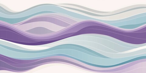 Poster - Abstract wavy pattern in soft pastel colors, featuring shades of purple, blue, and white, creating a serene and fluid design