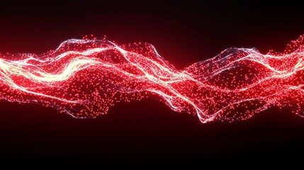Poster - Luminous Fiber Optic Motion Background, glowing threads intertwine dynamically, creating a vibrant tech atmosphere, ideal for modern digital projects and presentations.