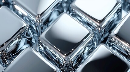 Poster - Polished Metallic Cube Motion, dynamic rotating geometric forms with a sleek finish, perfect for contemporary designs and digital presentations, exuding modern elegance.