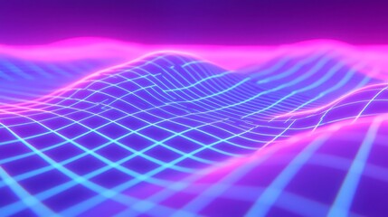 Poster - Neon Blue Grid Motion, dynamic lines pulse with energy, evoking a modern sci-fi atmosphere, ideal for digital projects and immersive environments in Ultra HD resolution.